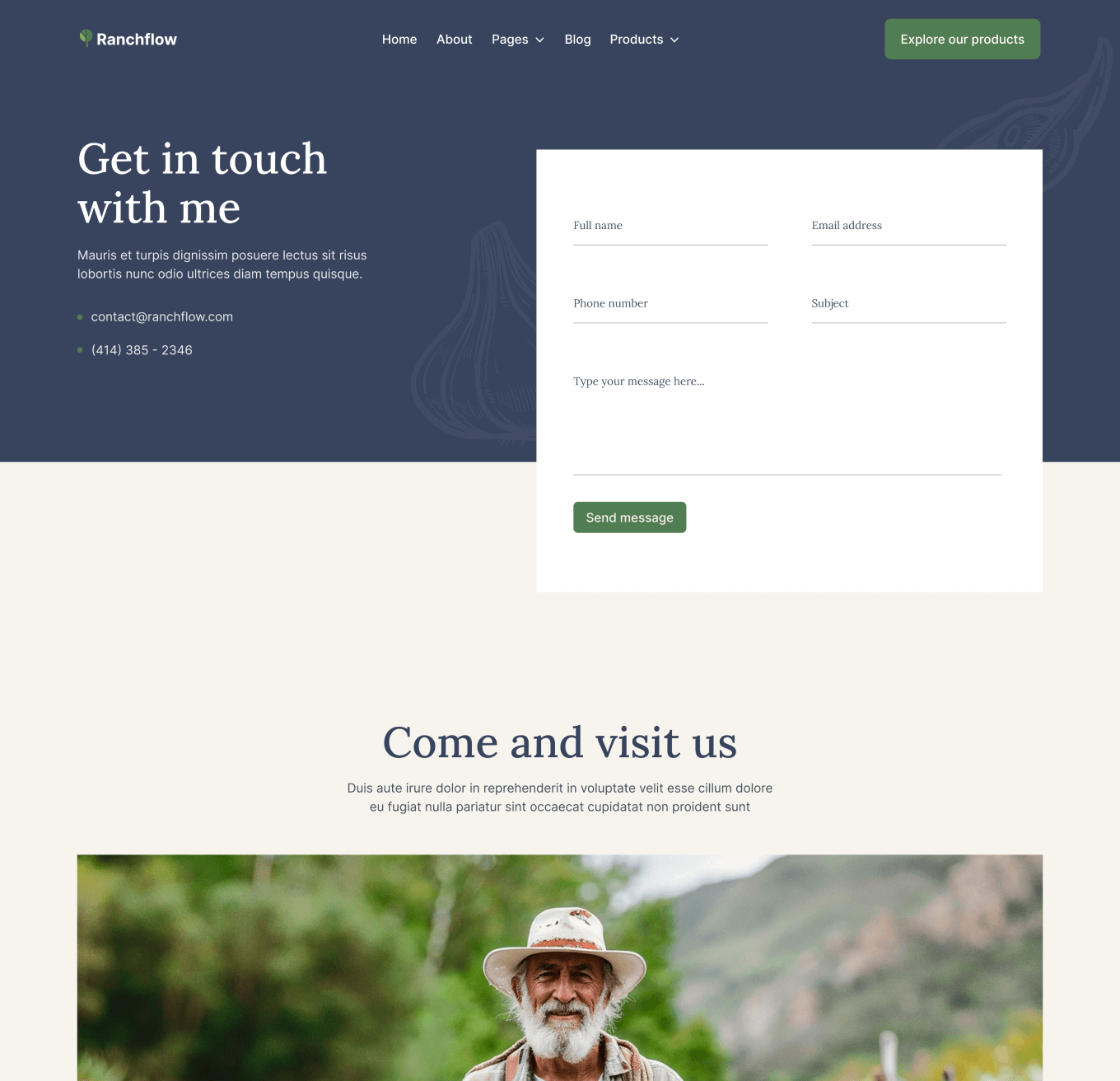 Ranchflow - Contact V2 Page - Farm Webflow Template