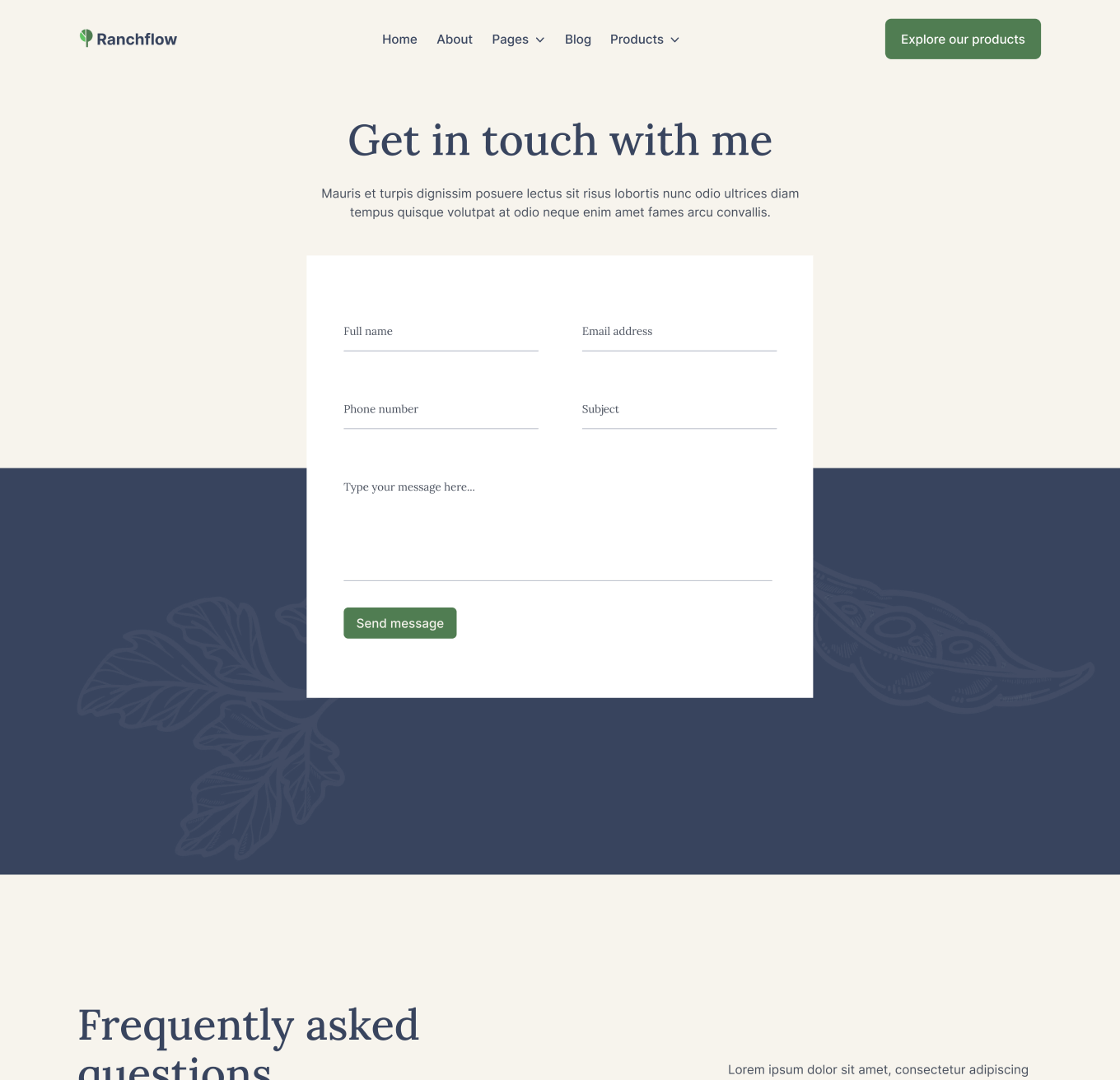 Ranchflow - Contact V1 Page - Farm Webflow Template
