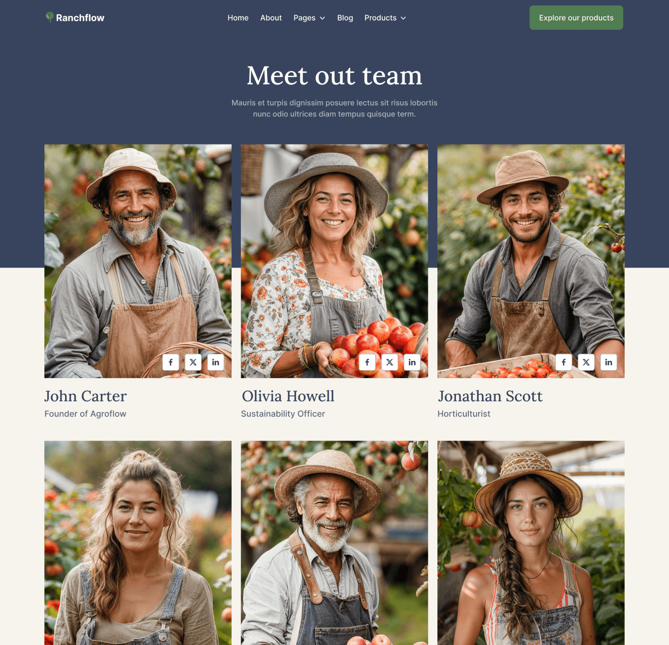 Ranchflow - Team Page - Farm Webflow Template