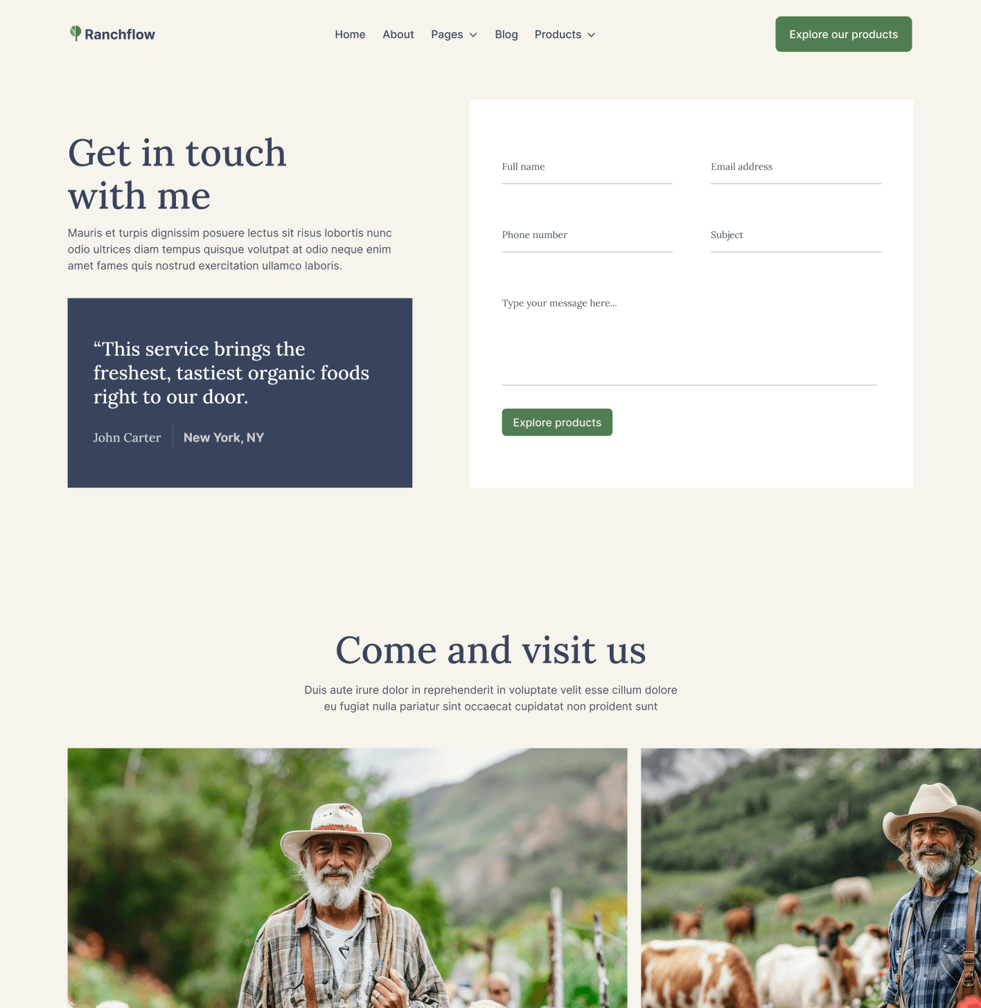 Ranchflow - Contact V3 Page - Farm Webflow Template