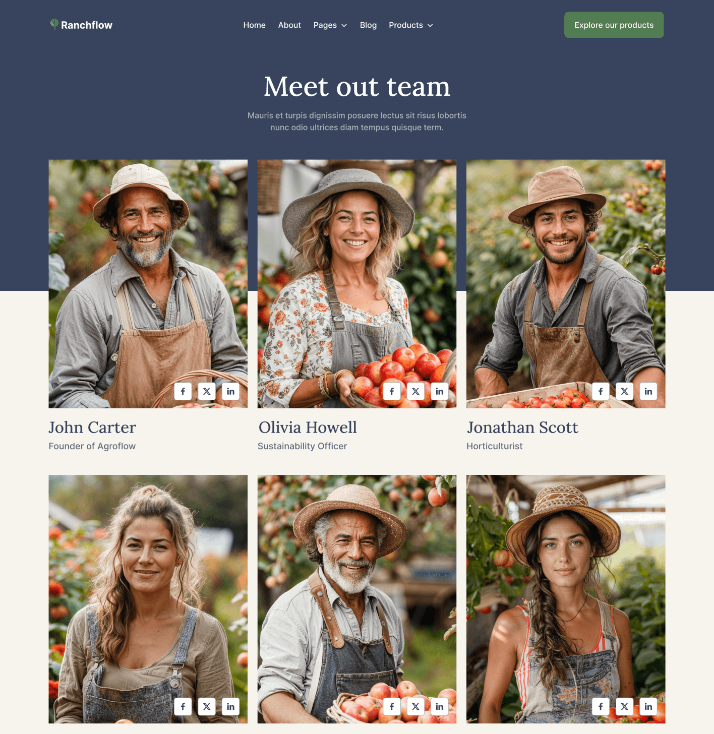 Ranchflow - Team Page - Farm Webflow Template