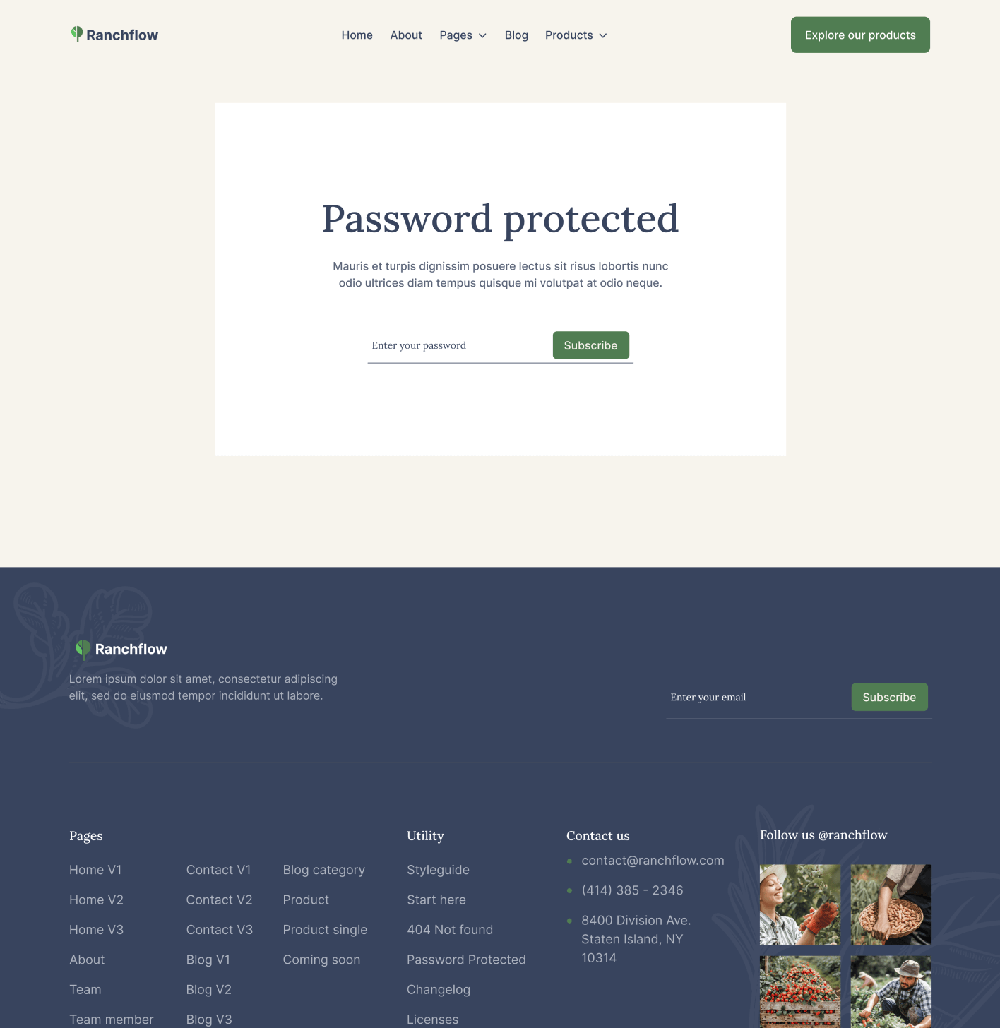 Ranchflow - Password Protected Page - Farm Webflow Template