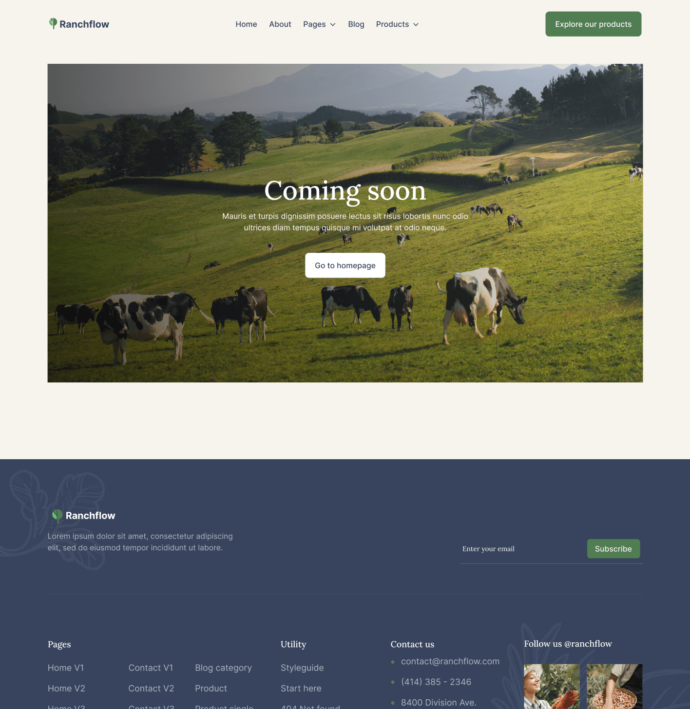 Ranchflow - Coming Soon Page - Farm Webflow Template