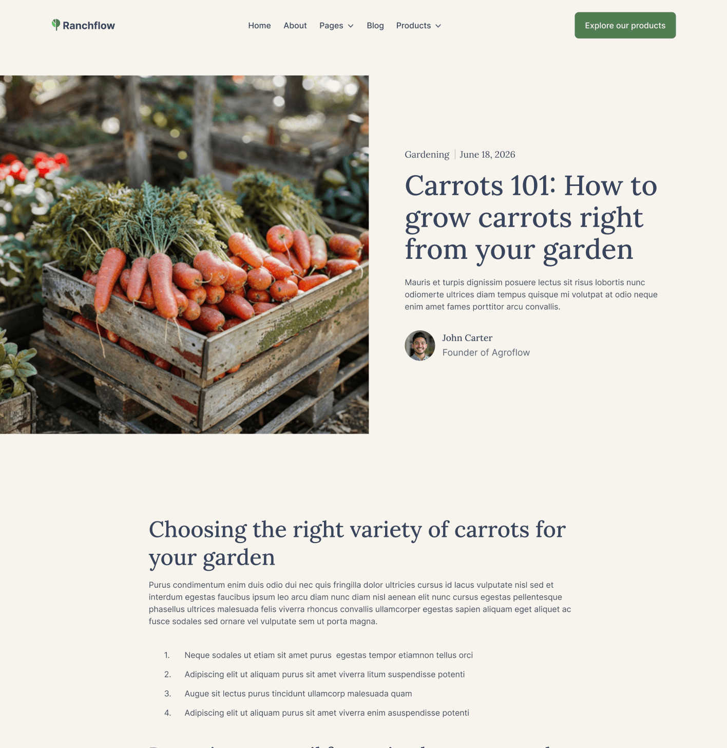 Ranchflow - Blog Post Page - Farm Webflow Template