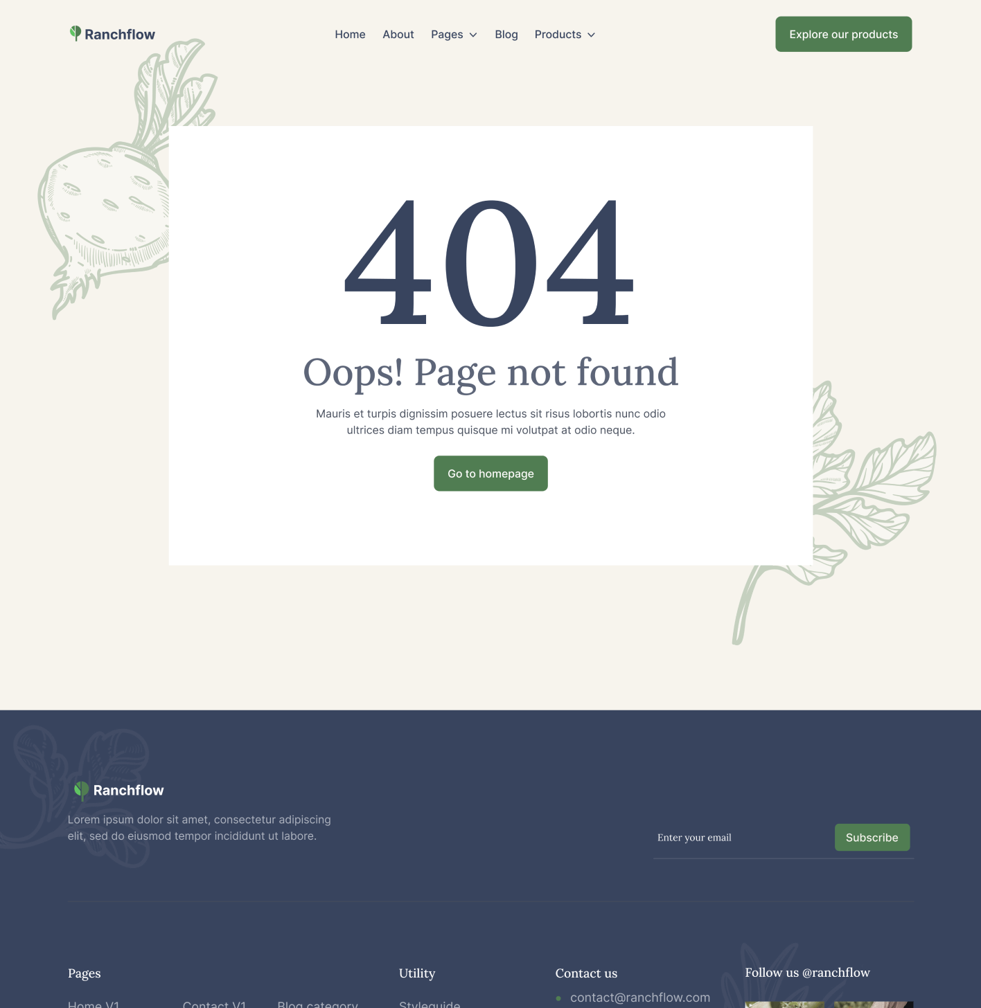 Ranchflow - 404 Page - Farm Webflow Template