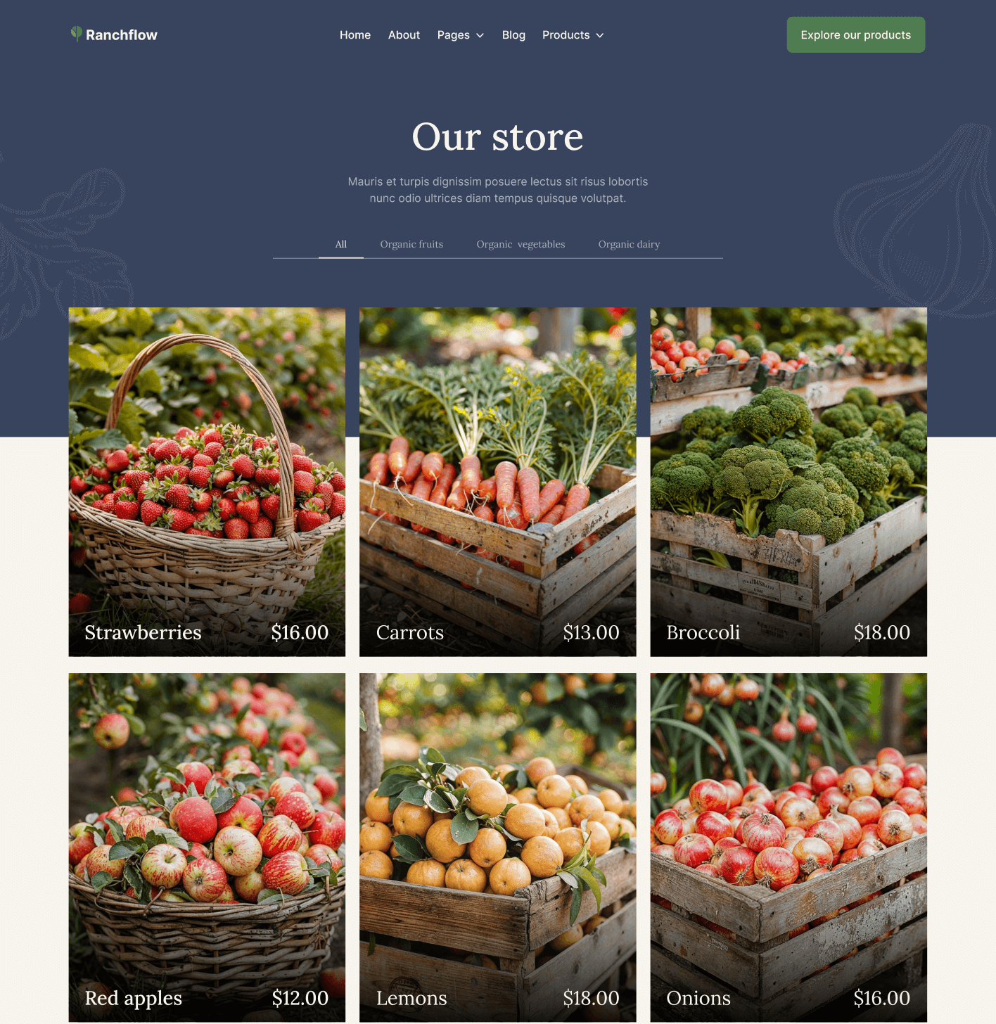 Ranchflow - Products Page - Farm Webflow Template